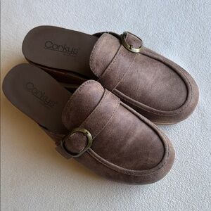 Corkys wedge heel mules / clogs, size 7.